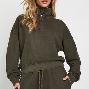 Button Closure Collar For Comfort / <b>Cheap</b> Rate High Quality Design With Solid Color Stand Collar Women Tracksuit For Bulk Buyers - Product Image 2