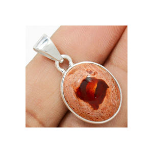 925 Sterling Silver Fine Jewelry Mexican Fire Opal Gemstone Pendentif avec Lunette Setting Direct Factory Wholesale India Supplier - Product Image 3