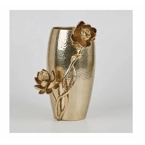 Premium Golden Brass Flower <b>Vase</b> <b>Unique</b> Handmade Decorative Item Ideal For Gifting And Festive Home Styling - Product Image 2