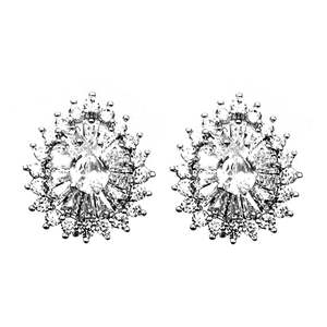 Orecchini a perno a goccia multiforme color argento con ametista taglio a pera autentica e diamante, motivo floreale, in oro rosa, per matrimoni - Product Image 1