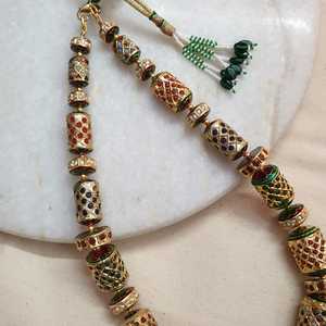 Navratana Jadau <b>Beads</b> <b>Necklace</b> Premium Fine Beaded <b>Necklaces</b> - Product Image 3
