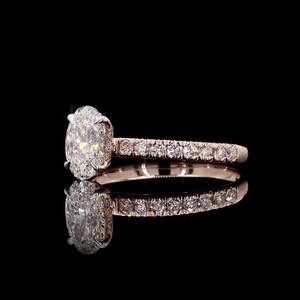 แหวนหมั้นเพชรขนาด1.45กะรัตรูปไข่สี E-F ใส VVS-VS 14K โรสโกลด์เครื่องประดับเจ้าสาวผ่านการรับรองจริยธรรม - Product Image 2