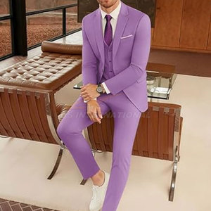 ชุดสูท3ชิ้นระบายอากาศได้ดีสำหรับผู้ชายเสื้อเบลเซอร์เข้ารูปและกางเกงผ้ายืดน้ำหนักเบา - Product Image 3