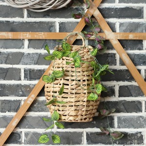 Handwoven water <b>hyacinth</b> door and wall hanging <b>basket</b> natural organizer <b>baskets</b> for flowers - Product Image 4