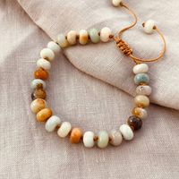 Bracelet ajustable fait main en agate naturelle, perles de tourmaline, corde tressée extensible, bijoux pour boutiques, tons terre.
