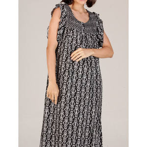 Camisón Largo Evolve de Seda 100% con Spandex, Sin Mangas, Estampado Floral, Lujoso y Cómodo para el Hogar, Transpirable, de Temporada - Negro - Product Image 2