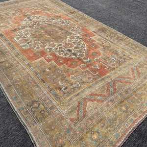 พรมวินเทจตุรกี ขนาด 6x11.8 ฟุต พรมขนสัตว์ลายดอกไม้สีน้ำตาล - Product Image 3