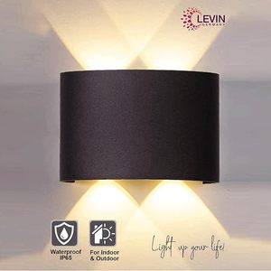 Levin Allemagne IP65 Applique Murale LED en Aluminium Étanche 4W Noir Pack pour Salon Extérieur Balcon Jardin 120mm X 85mm X 40mm - Product Image 2