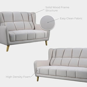 Sofá Seccional de 1 + 2 + 3 plazas minimalista para sala de estar, acolchado de espuma de alta densidad, amortiguación de resorte en zigzag, estilo cómodo - Product Image 4