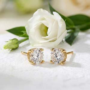 Moissanite Earrings Jeulia Round Cut Sterling <b>Silver</b> <b>Stud</b> Earrings - Product Image 5