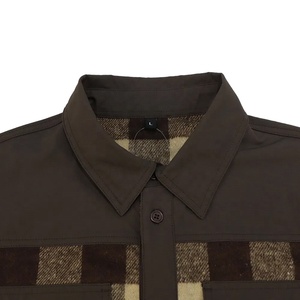 Vente en gros de chemises en flanelle style camionneur grande taille à carreaux, col rabattu, boutonnées, style motard, avec logo personnalisé brodé, pour achat en gros - Product Image 3