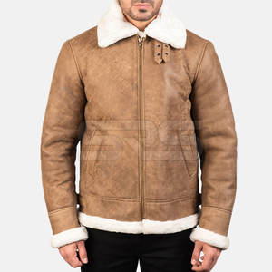 High Quality Shearling Leather Jacket Customized Logo Design Winter Jacket Fashion Clothing Shearling Leather Jacket For <b>Men</b> - Product Image 1