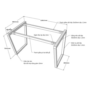 Industrial Style 70x140cm Trapez Concept Assembly Table <b>Legs</b>-HCTC005 - Product Image 5