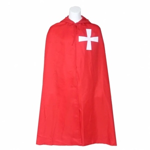 Túnica roja de manto de Caballeros Templarios de alta calidad con casulla de Cruz católica blanca 100% poliéster Color personalizado y tamaño al por mayor - Product Image 1