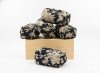 Sac en coton noir vintage fait main à imprimé floral, avec fermeture éclair, grand format, résistant à l'eau, idéal pour les voyages et le maquillage quotidien