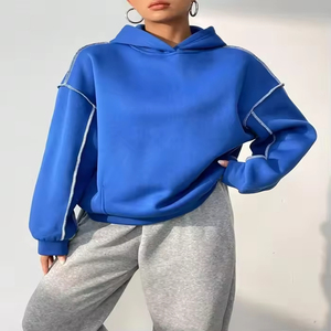 Fournisseur d'usine, sweat-shirt de sport pour femme en coton 100%, nouveau sweat-shirt uni avec surpiqûres contrastées sur ZOHAN CREATIONS - Product Image 2
