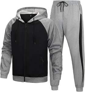 Men's <b>Hooded</b> Athletic Tracksuit Sweatsuit Long Sleeve Full-<b>Zip</b> Jogging Sweatpants 2 Piece sportswear - Product Image 1