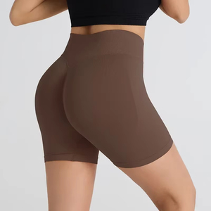 Verano mujer alta cintura Yoga Color sólido gimnasio Biker pantalones cortos melocotón levantamiento de glúteos entrenamiento Fitness pantalones cortos para mujeres pantalones cortos de mujer - Product Image 4