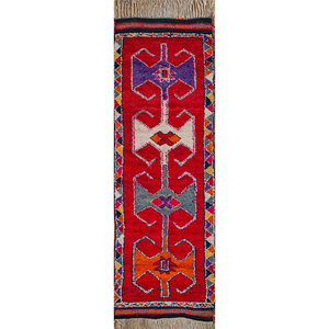 Nuray Large Area Hand Knotted Wool Rugs <b>Red</b> Orange Geometric Abstract Rectangle for Home-for Entryway Hallway Living 9x12" - Product Image 1