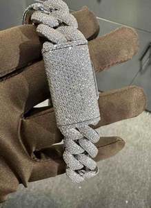 Bracelet en argent sterling 925 Moissanite VVS Bracelets et bracelets en diamant de 20mm de 8 pouces plaqués or blanc - Product Image 3