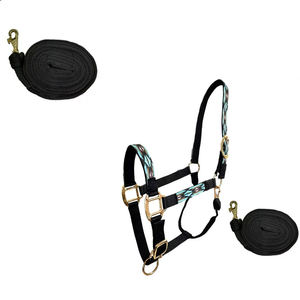 Collier de tête personnalisé licou avec raccords en laiton massif Vente en gros d'équitation Collier de tête licous selle anglaise en nylon - Product Image 5