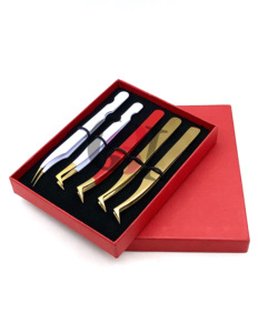 Haute Qualité Isolation Blanc Poudre Revêtement Or Pointe En Acier Inoxydable Volume Or Plasma Extension De Cils Pince À Épiler Outils De Beauté - Product Image 3