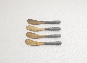 Conjunto de cubiertos de madera Natural con apariencia de lujo, tenedor de alta calidad, plata, hormigón, diseño, mango, corte de queso - Product Image 4