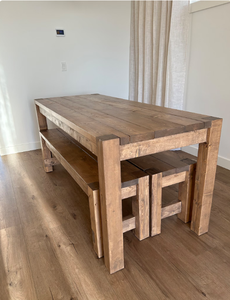 Table à manger carrée moderne faite à la main en bois massif mobilier écologique pour hôtel décor à la maison - Product Image 2