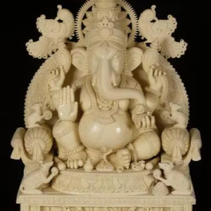 Statue en marbre de l'architecte indien Lord Ganesh Ji, de qualité supérieure, sculptée à la main, couleur personnalisée, élégante, traditionnelle, pour l'intérieur - Product Image 1