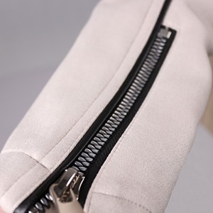 Cool Slim cuero cuello motocicleta chaqueta para mujer Otoño Invierno transpirable tejido a prueba de viento longitud Regular calidad Premium - Product Image 5