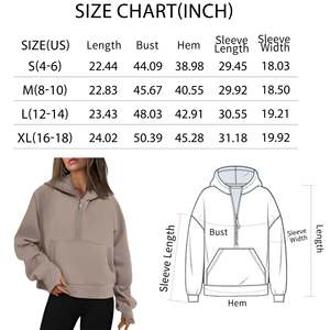 Sudaderas con capucha con cremallera de cuarto para mujer, suéter de invierno de estilo callejero de algodón 100%, Tops de moda, sudaderas con capucha para mujer - Product Image 6