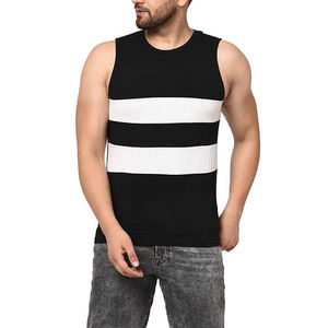 Débardeur pour homme en coton 100% respirant, col rond, impression numérique, couleur unie, style streetwear, tissu tricoté 180g, vente en gros - Product Image 1