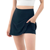Jupe de tennis mini décontractée respirante pour femme, avec short intégré, taille basse, 100 % coton, plissée, poches, pour activités de plein air