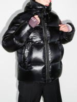 Mantel bulu angsa hangat tebal pria, jaket Puffy dengan tudung kerah ukuran Plus Puffer dengan isi katun, dekorasi kancing penutup ritsleting