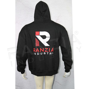 Sweat à capuche en molleton de coton noir 500 GSM petit Logo avant et grand pull Streetwear Ultra lourd imprimé au dos pour hommes et femmes - Product Image 5