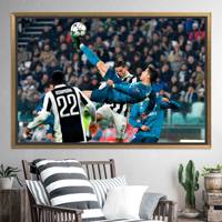 KayraHome - Art imprimé Cristiano Ronaldo - Décoration de football personnalisée - Toile encadrée transparente - Design Art Déco - Art mural suspendu