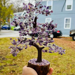 Hermoso árbol de piedras preciosas de amatista con 500 cuentas, símbolo de equilibrio de paz y energía curativa - Product Image 1