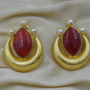 ชุบทองเหลืองหินต่างหูสตั๊ดหินต่างหูทอง 18K ผู้หญิงแฟชั่นเครื่องประดับต่างหูผู้หญิง - Product Image 1