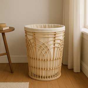 Natural <b>Rattan</b> Round Storage <b>Baskets</b> with Handles Handwoven, Durable & Multi-Purpose for Shoes, <b>Laundry</b> & Home Decor - Product Image 3