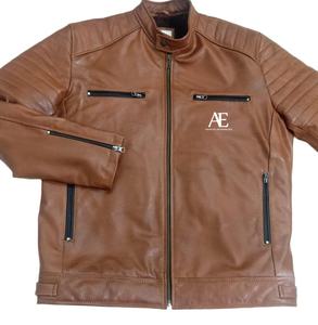 Chaquetas acolchadas de cuero marrón genuino para hombre Vintage de alta calidad Casual clásico estilo motorista al aire libre senderismo chaquetas de aspecto real - Product Image 1