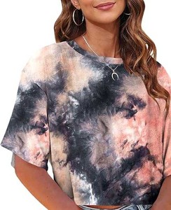 Haute qualité femmes haut court à la mode coupe régulière été 100% coton col rond manches courtes en gros Pakistan - Product Image 2