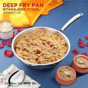 กระทะทอดลึกด้ามเป็นสแตนเลสสตีลไม่มีฝาดีไซน์ทนทานเครื่องครัวเกรดอาหารทำความสะอาดง่ายแปลกใหม่ส่องแสง - Product Image 3