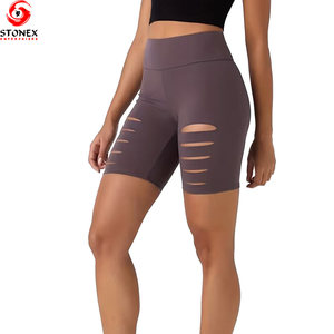Shorts de yoga pour femmes grande taille, taille haute, compression, coupe ajustée, écologiques, imperméables, respirants, en élasthanne/polyester - Product Image 5