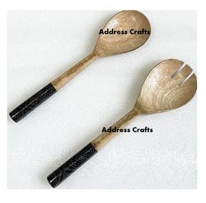 Eco-friendly Mango <b>Wood</b> <b>Salad</b> <b>Server</b> Set with Resin Handle Hand-Serving Spoon Fork Tableware Manual Kitchenware Tools - Product Image 5