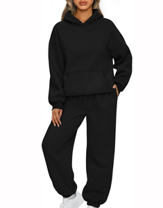 Sólido 400 Gsm Heavyweight French Terry con capucha Jogging pantalones chándales para mujeres de alta calidad transpirable Color liso invierno - Product Image 1