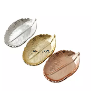 Design attrayant plaqué or plateau de nourriture décoration de Table plateaux de nourriture exclusif qualité métal matériel feuille plateau de service ensemble - Product Image 5