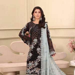 Vestidos de fiesta elegantes para mujer Ramsha colección de gasa bordada Vol F27 trajes de gasa más vendidos indios y paquistaníes - Product Image 2