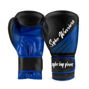 Guantes de boxeo profesionales de cuero PU azul de alta calidad Tamaños personalizables 8oz-16oz - Product Image 3