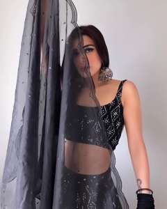 Lehenga Choli-ropa de fiesta de compromiso, de calidad superior, de Color negro - Product Image 3