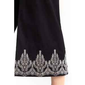 Pantalones Casuales de Seda Cruda con Estampado Negro de Cintura Alta para Niñas, Transpirables, de Crepé y Lona, Modelo TR-22-123 para Verano - Product Image 1